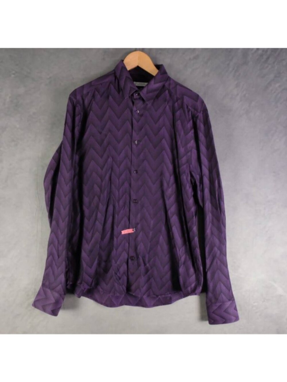 Versace Dress Shirt Mens 16½ 42 Purple Chevron Button Up Retro Collection